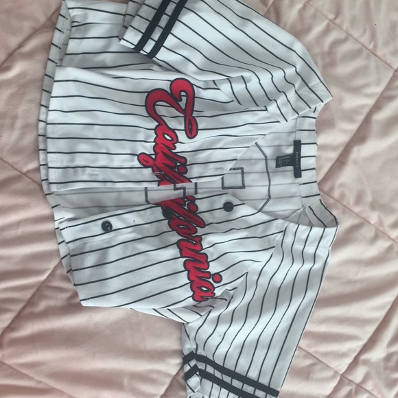 cropped baseball jersey